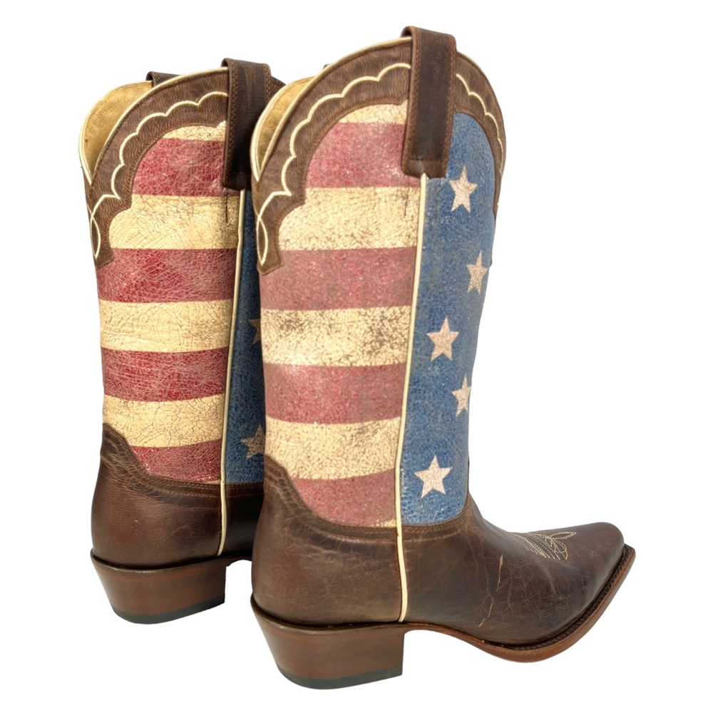 SOLD Shyanne Womens 7.5M Red White & Blue American Flag Western Pull-On Boots - Picture 8 of 12